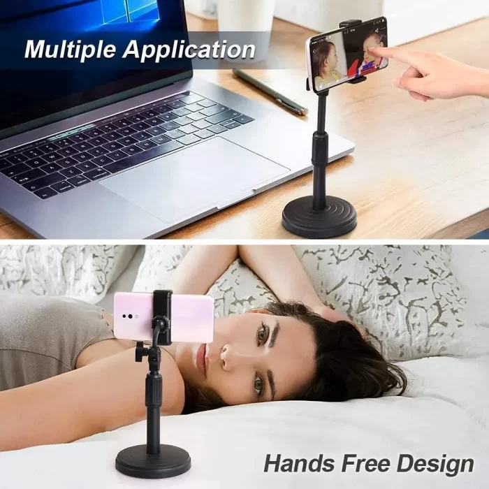 Broadcast Mobile Phone Stand Multi-Angle Adjustable Desk Mount Holder 360 Rotate for Online Classes Live Streaming, Universal Compatible with All Phones - Free Product - Image 2