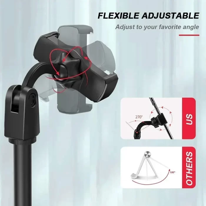 Broadcast Mobile Phone Stand Multi-Angle Adjustable Desk Mount Holder 360 Rotate for Online Classes Live Streaming, Universal Compatible with All Phones - Free Product - Image 3
