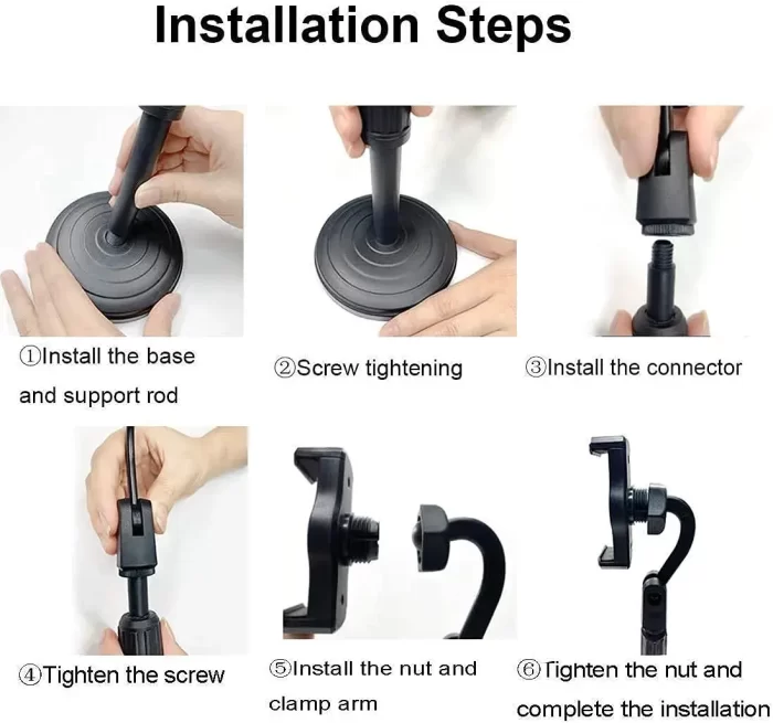Broadcast Mobile Phone Stand Multi-Angle Adjustable Desk Mount Holder 360 Rotate for Online Classes Live Streaming, Universal Compatible with All Phones - Free Product - Image 4