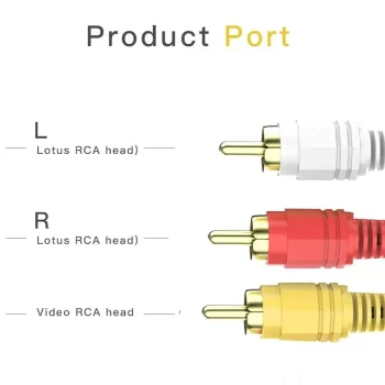Audio Video Cable , 4K Ultra HD RCA Cable, Audio/Video Cable - ( Compatible with all Phones with AUX , 1.5 Meter ) - Free Product - Image 3