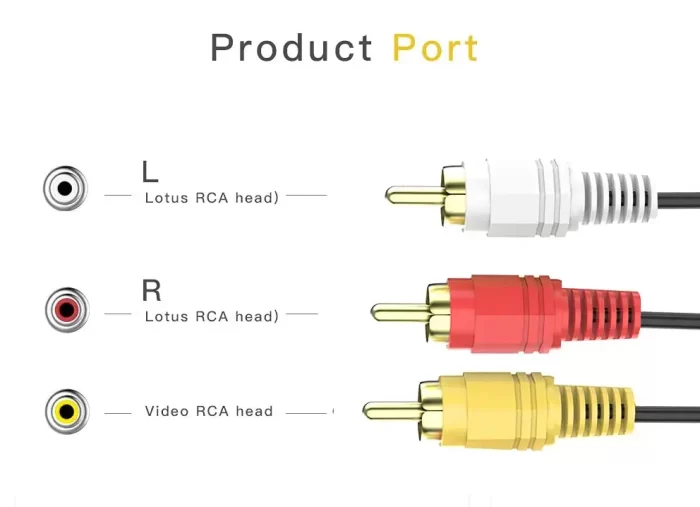 Audio Video Cable , 4K Ultra HD RCA Cable, Audio/Video Cable - ( Compatible with all Phones with AUX , 1.5 Meter ) - Free Product - Image 3
