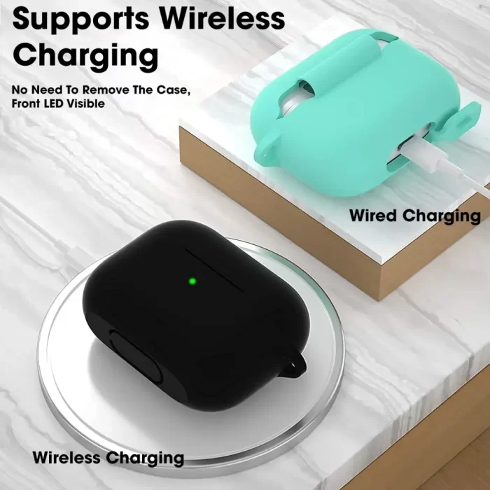 AirPods Case Cover with Keychain Neck, Protective Silicone Case , Shockproof - Free Product - Image 3