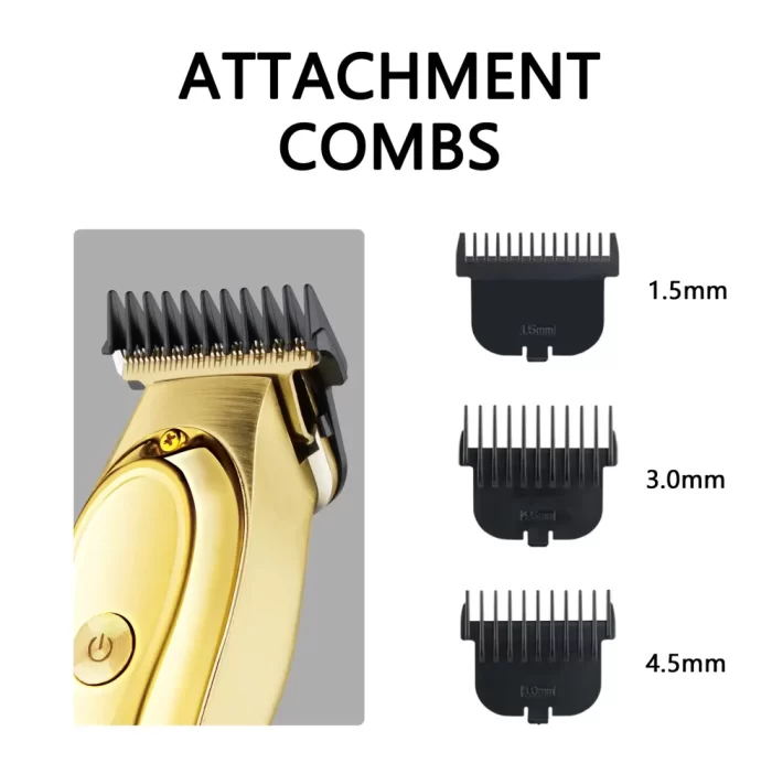 HTC AT-176 Golden Color Blade New Patent Design Total Metal Cover With LED Display Lithium Battery T-Blade Hain Clipper For Men - Image 6