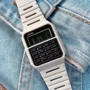 casio calculator white watch