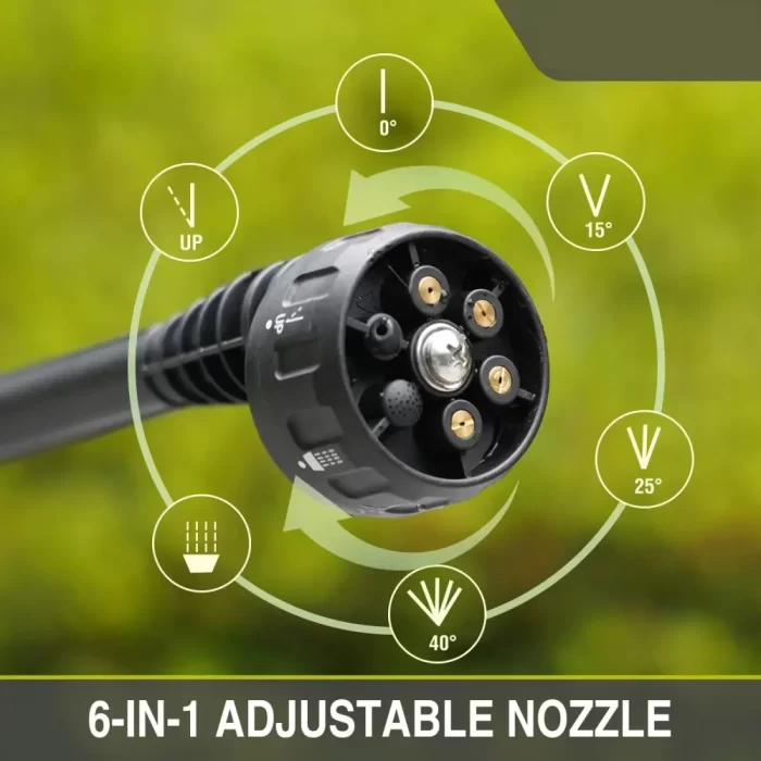 Cordless Pressure Washer, 950PSI Portable Power Washer, with 21V 4.0AH Rechargeable Battery and Charging Kit, 6-in-1 Nozzle, Suitable for Outdoor Cleaning and Watering - Image 4