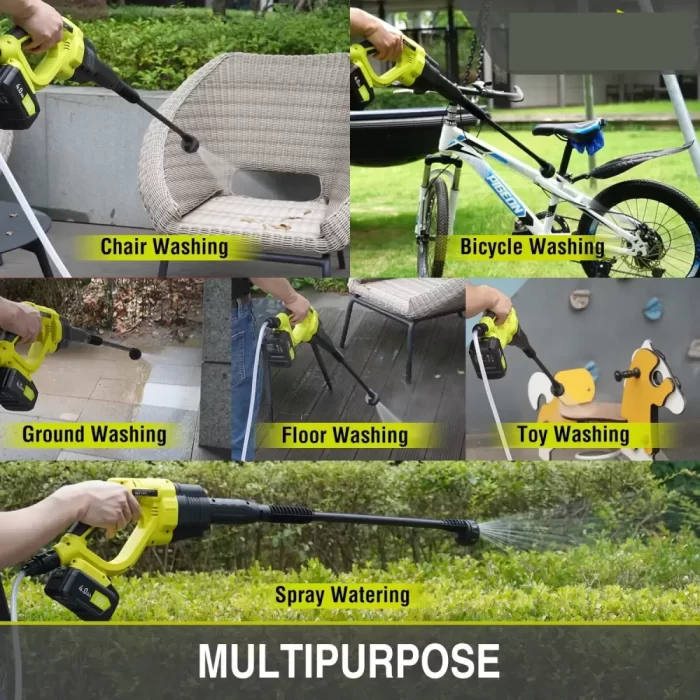 Cordless Pressure Washer, 950PSI Portable Power Washer, with 21V 4.0AH Rechargeable Battery and Charging Kit, 6-in-1 Nozzle, Suitable for Outdoor Cleaning and Watering - Image 6
