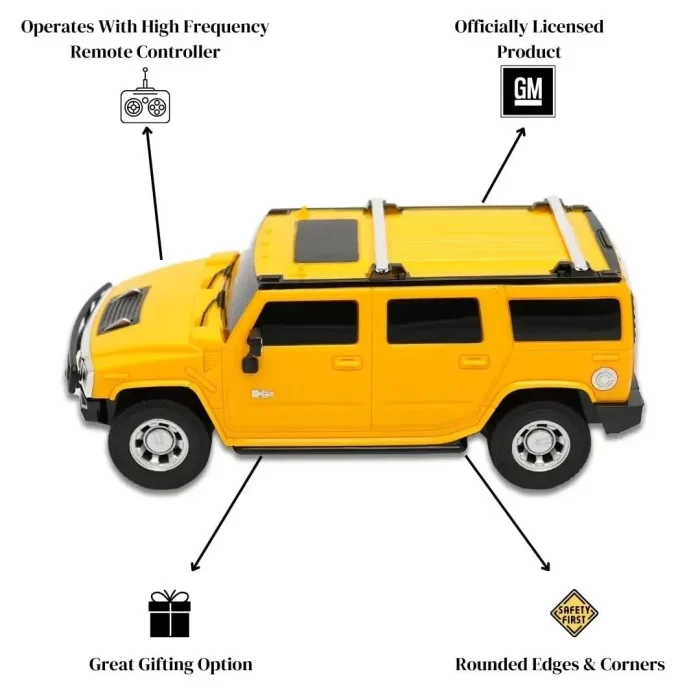Remote Control Car - Hummer H2 SUV Remote Controlled Car (Yellow) - Image 4