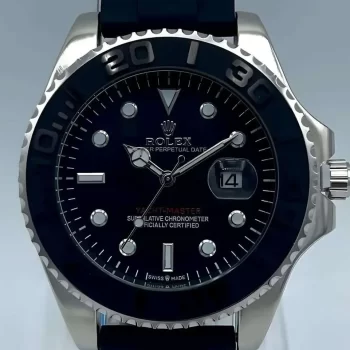 Rolex Stylish Analog Perpetual Yacht-Master Swiss Watch Black Fiber Strap - Image 2