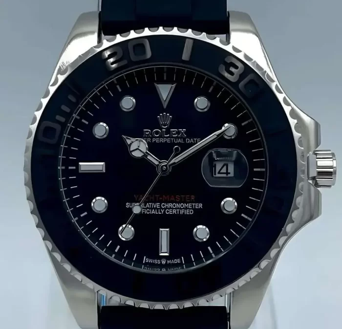 Rolex Stylish Analog Perpetual Yacht-Master Swiss Watch Black Fiber Strap - Image 2