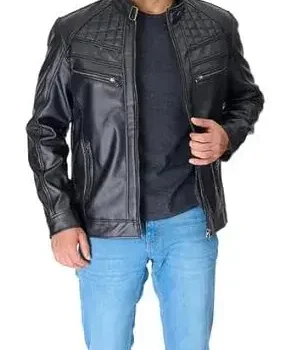 black leather jacket