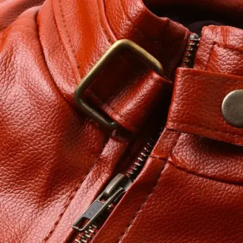 Leather Jacket Mens - Faux Leather Retro Style Zipped Biker Jacket Brown ( Size S - 5XL ) - Image 2