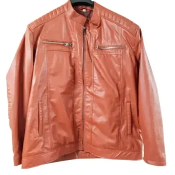 Leather Jacket Mens - Faux Leather Retro Style Zipped Biker Jacket Brown ( Size S - 5XL ) - Image 3