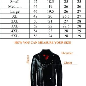 Leather Jacket Size Chart