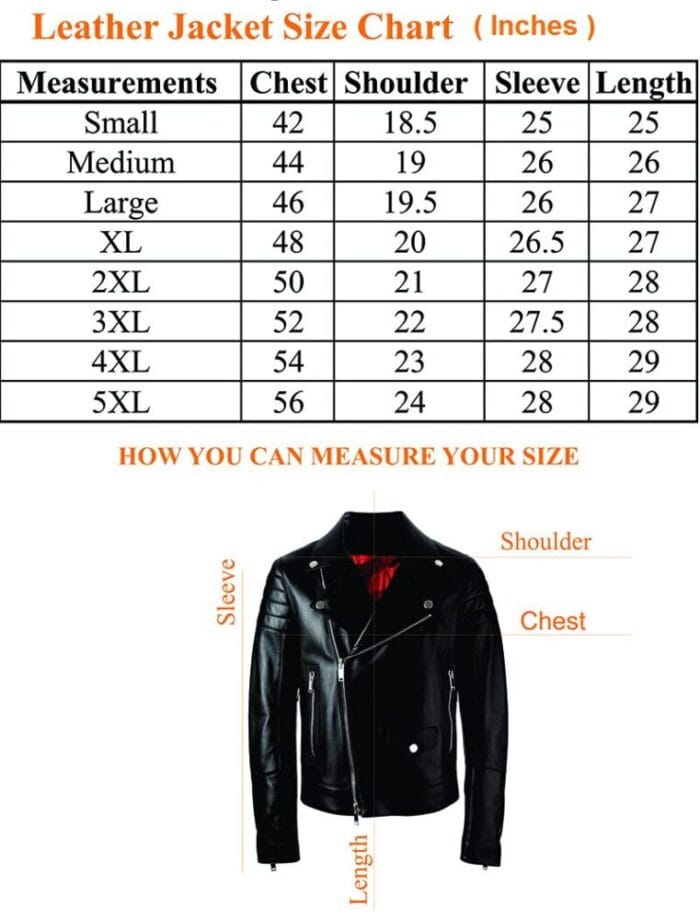Leather Jacket Size Chart