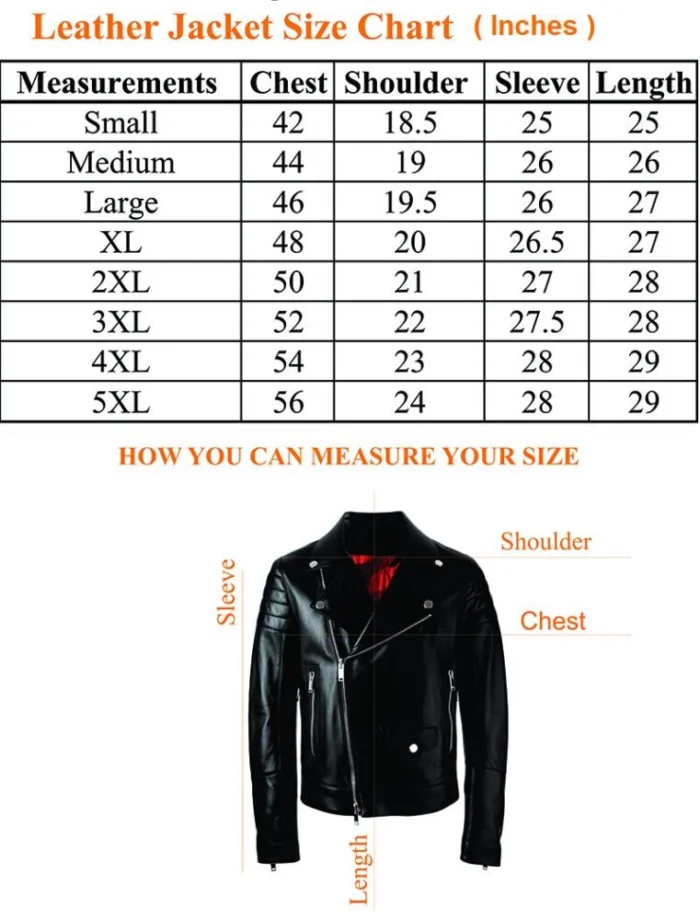 Leather Jacket Size Chart