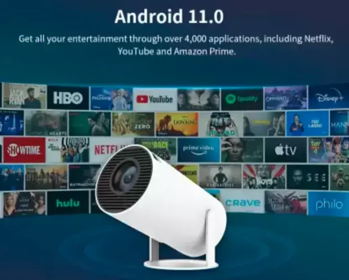 Home Projector / Mobile Projector / LCD Projector HY300 1GB/8GB, HD Android 11 Projector WiFi 6/BT 5.0 180° Rotation Auto Keystone (4500 lm / 1 Speaker / Wireless / Remote Controller) Portable Projector  (White) - Image 2