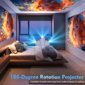 Home Projector / Mobile Projector / LCD Projector HY300 1GB/8GB, HD Android 11 Projector WiFi 6/BT 5.0 180° Rotation Auto Keystone (4500 lm / 1 Speaker / Wireless / Remote Controller) Portable Projector  (White) - Image 3