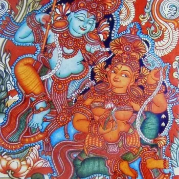 Radha krishna mural painting