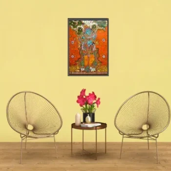 Krishna Mural Painting - Kerala Mural Painting with Frame  BGM 64 (18 x 14 inch ) - Image 3